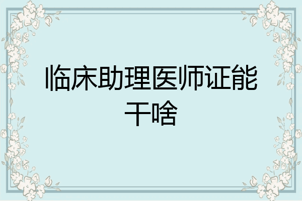 临床助理医师证能干啥