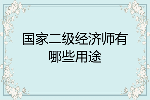 国家二级经济师有哪些用途