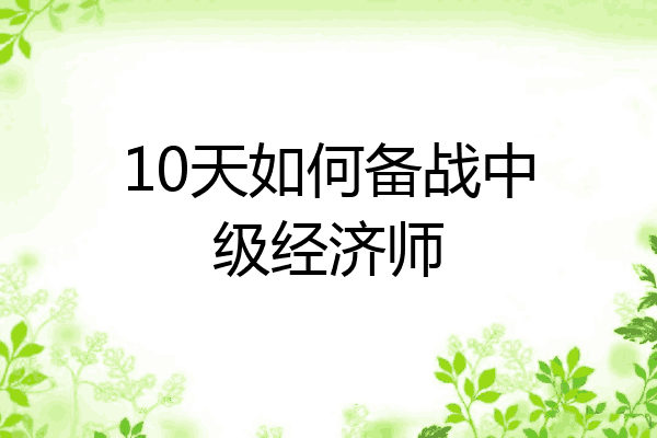 10天如何备战中级经济师
