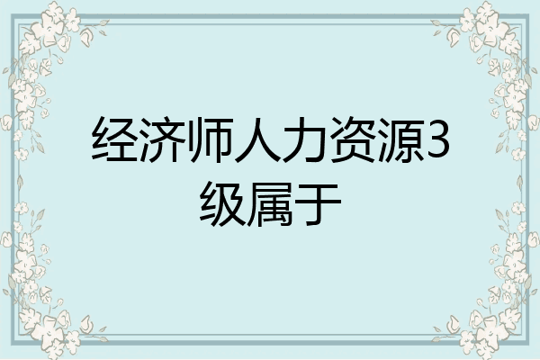 经济师人力资源3级属于