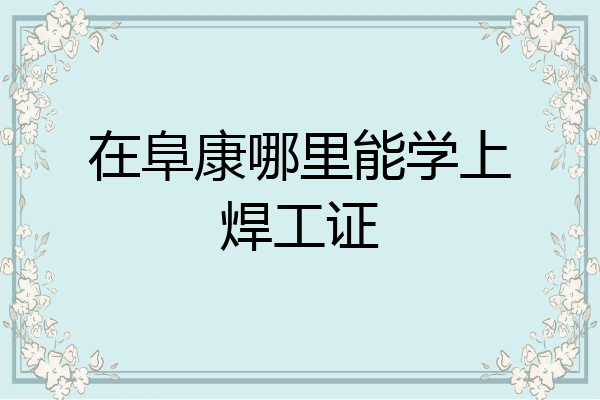 在阜康哪里能学上焊工证