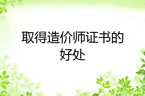 取得造价师证书的好处