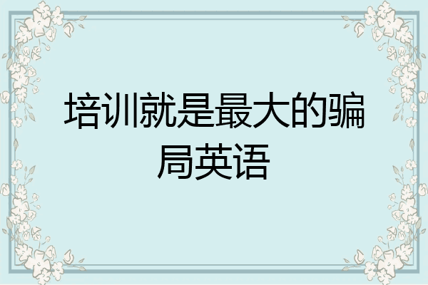 培训就是最大的骗局英语