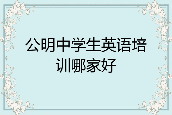公明中学生英语培训哪家好