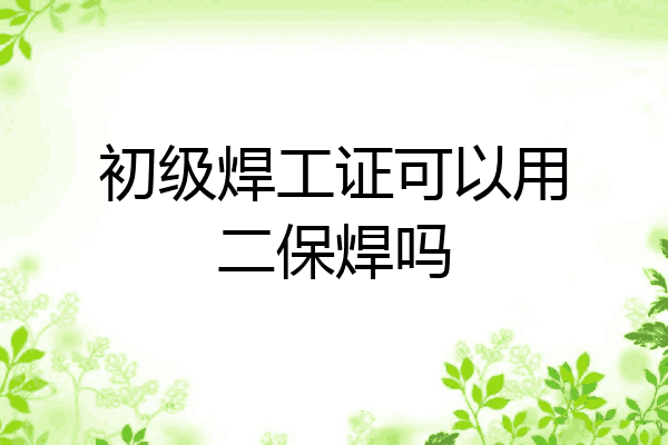初级焊工证可以用二保焊吗