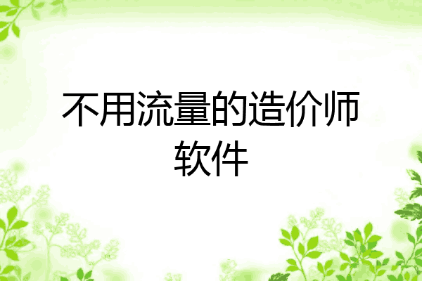 不用流量的造价师软件