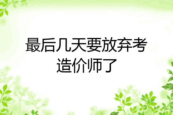 最后几天要放弃考造价师了