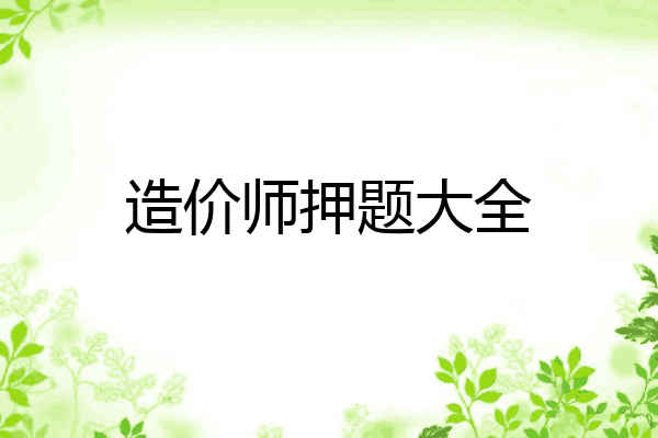 造价师押题大全