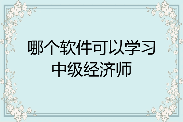 哪个软件可以学习中级经济师