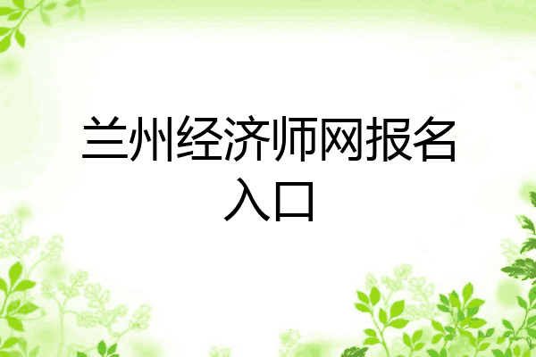 兰州经济师网报名入口