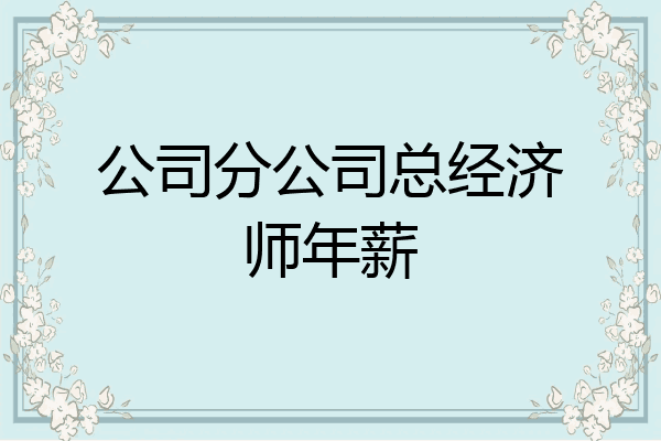 公司分公司总经济师年薪