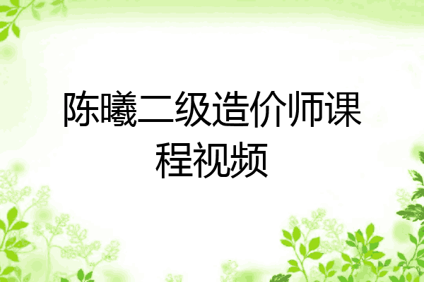 陈曦二级造价师课程视频