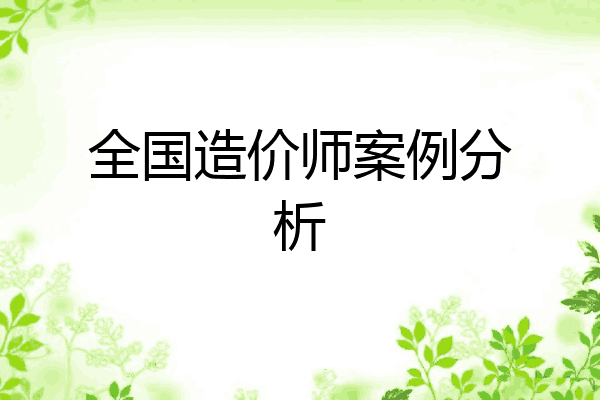 全国造价师案例分析