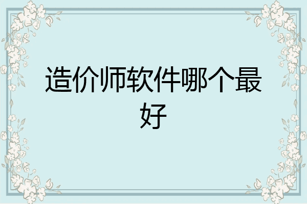 造价师软件哪个最好