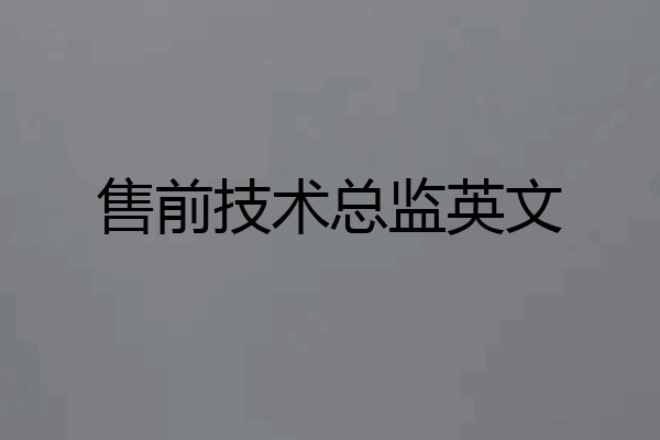 售前技术总监英文