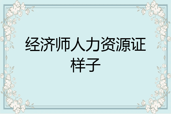 经济师人力资源证样子