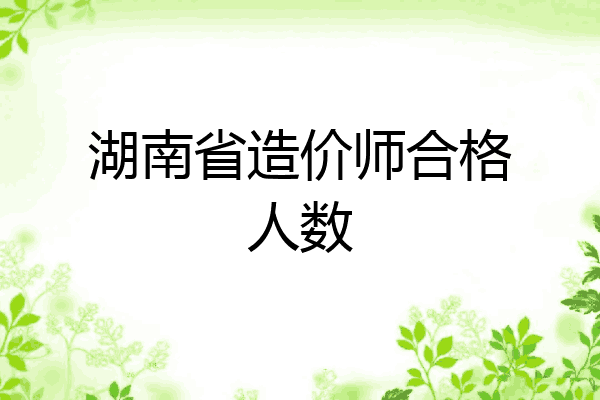 湖南省造价师合格人数