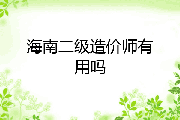 海南二级造价师有用吗