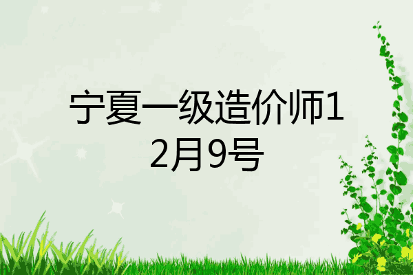 宁夏一级造价师12月9号