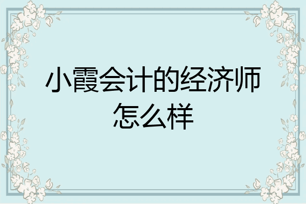 小霞会计的经济师怎么样