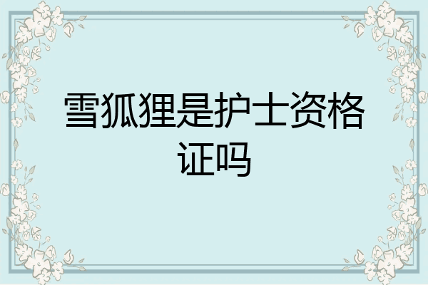 雪狐狸是护士资格证吗