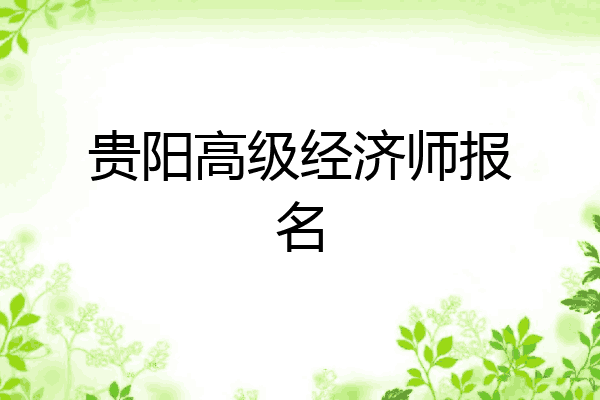 贵阳高级经济师报名