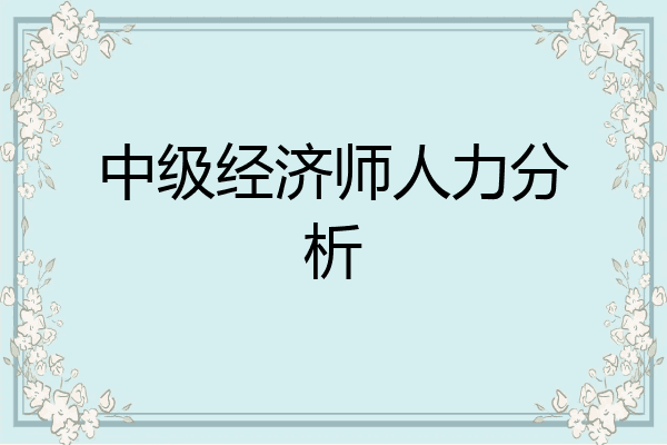 中级经济师人力分析