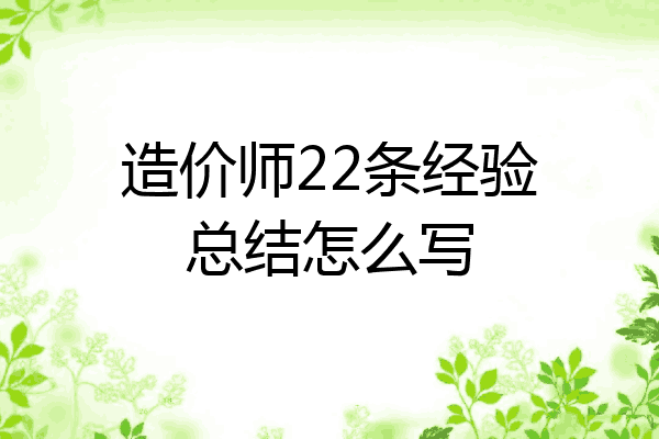 造价师22条经验总结怎么写