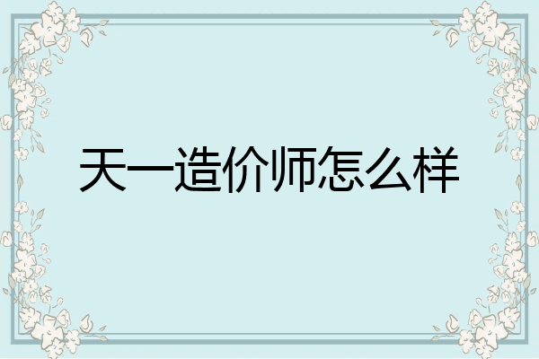 天一造价师怎么样