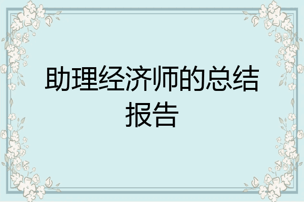 助理经济师的总结报告