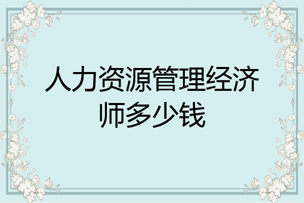 人力资源管理经济师多少钱