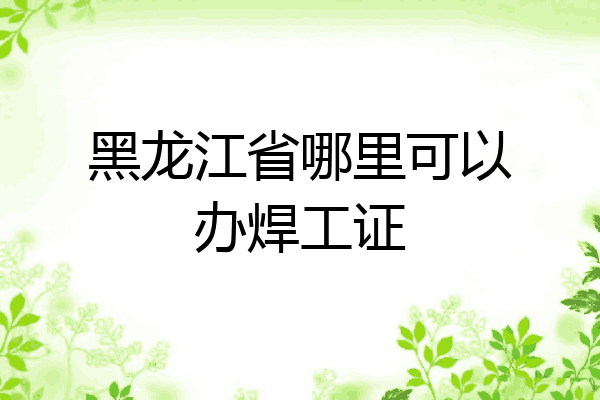 黑龙江省哪里可以办焊工证