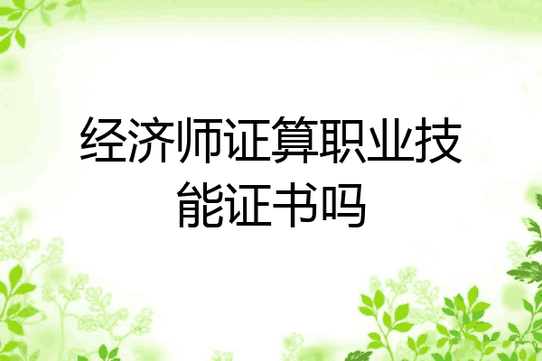 经济师证算职业技能证书吗