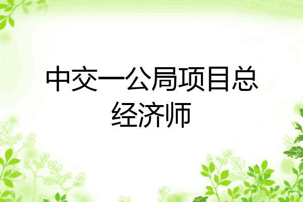 中交一公局项目总经济师