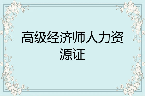高级经济师人力资源证
