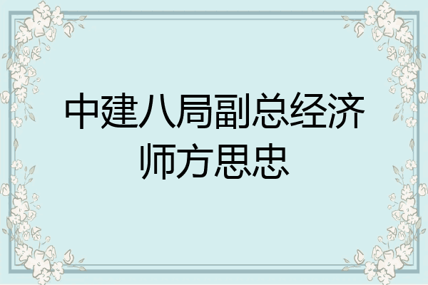 中建八局副总经济师方思忠