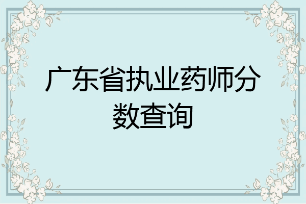 广东省执业药师分数查询