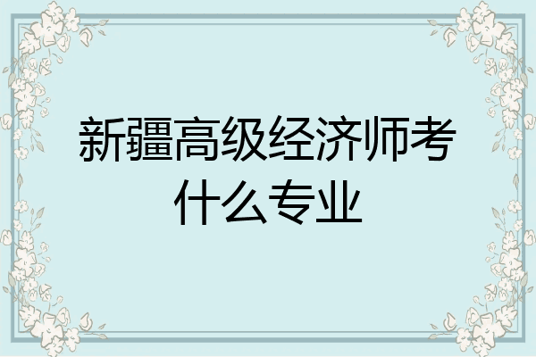 新疆高级经济师考什么专业