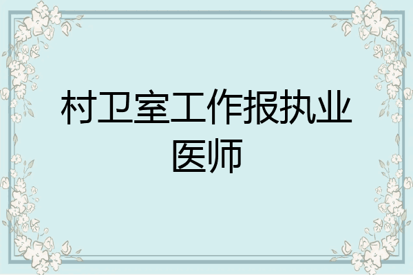 村卫室工作报执业医师