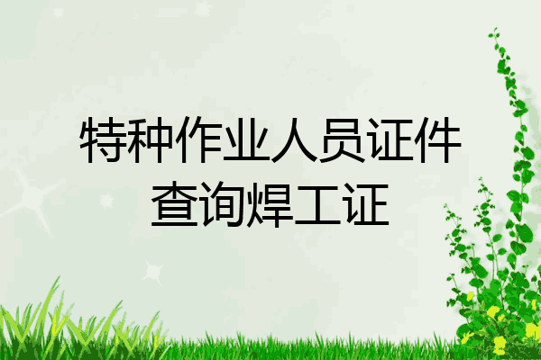 特种作业人员证件查询焊工证
