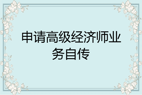 申请高级经济师业务自传