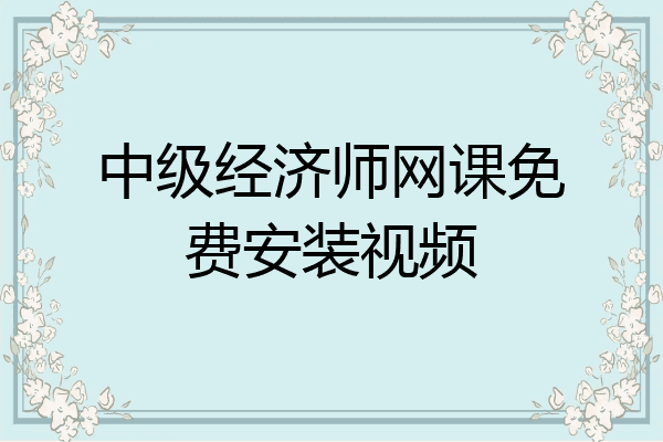 中级经济师网课免费安装视频