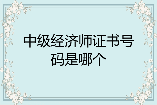 中级经济师证书号码是哪个