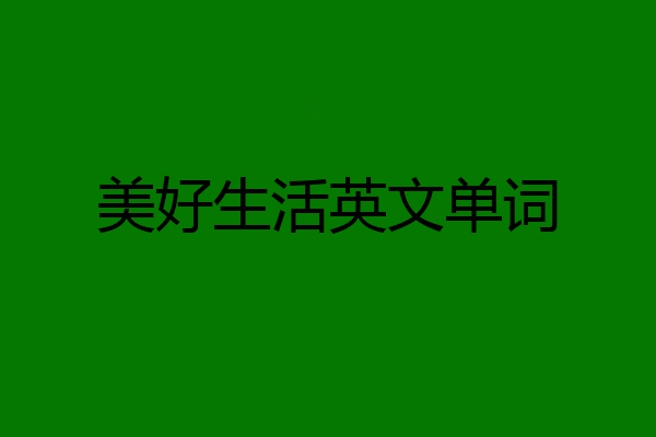 美好生活英文单词