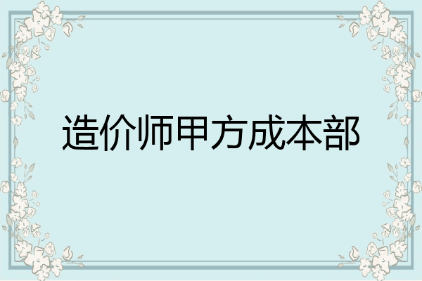 造价师甲方成本部
