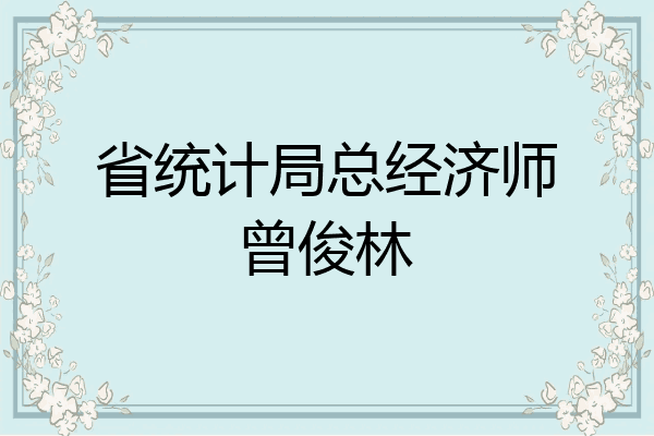 省统计局总经济师曾俊林