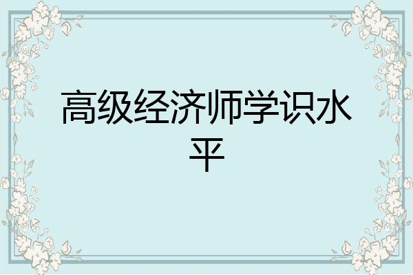 高级经济师学识水平