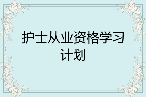 护士从业资格学习计划