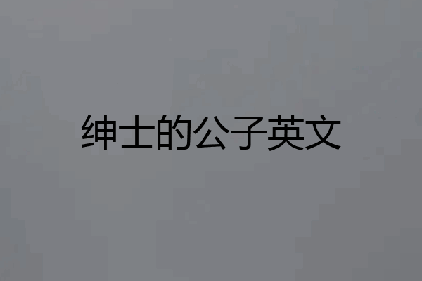 绅士的公子英文