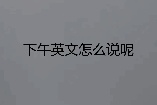 下午英文怎么说呢